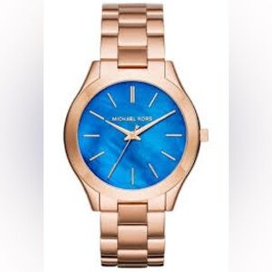 NWOT Michael Kors Blue and Gold Women’s Watch